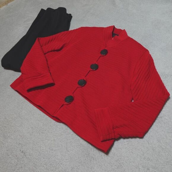 Caroline Rose Set Womens XS Red Black Wool Jacket Tank Pants Christmas‎ Holiday - Picture 5 of 16